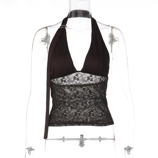 Damen Halterneck-Spitzenoberteil EB