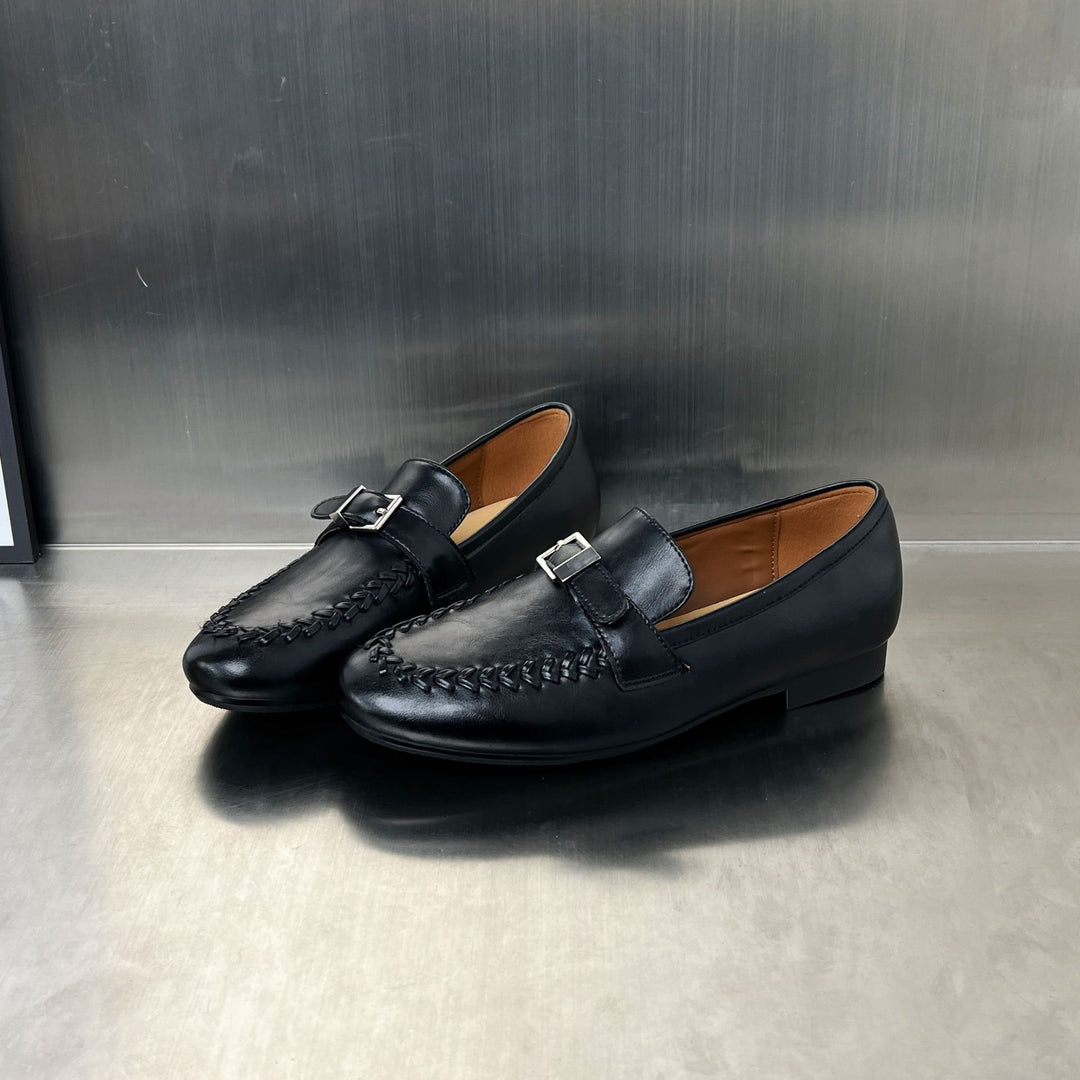 Damen Elegante Mokassins aus hochwertigem Leder mit stilvoller Schnallenverzierung EB