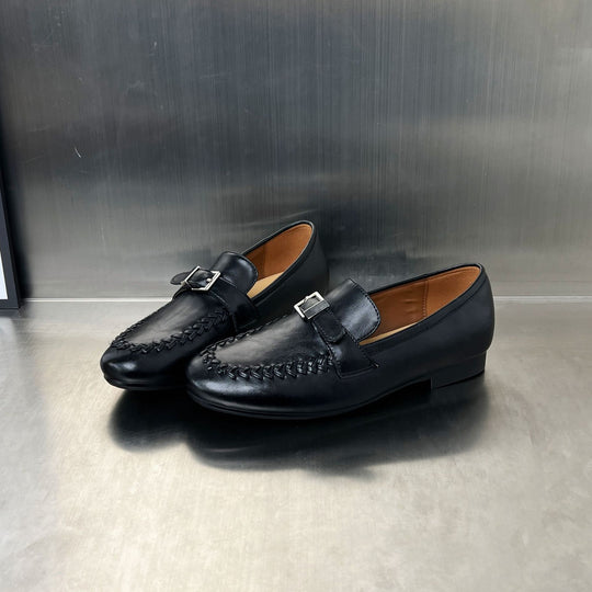 Damen Elegante Mokassins aus hochwertigem Leder mit stilvoller Schnallenverzierung EB