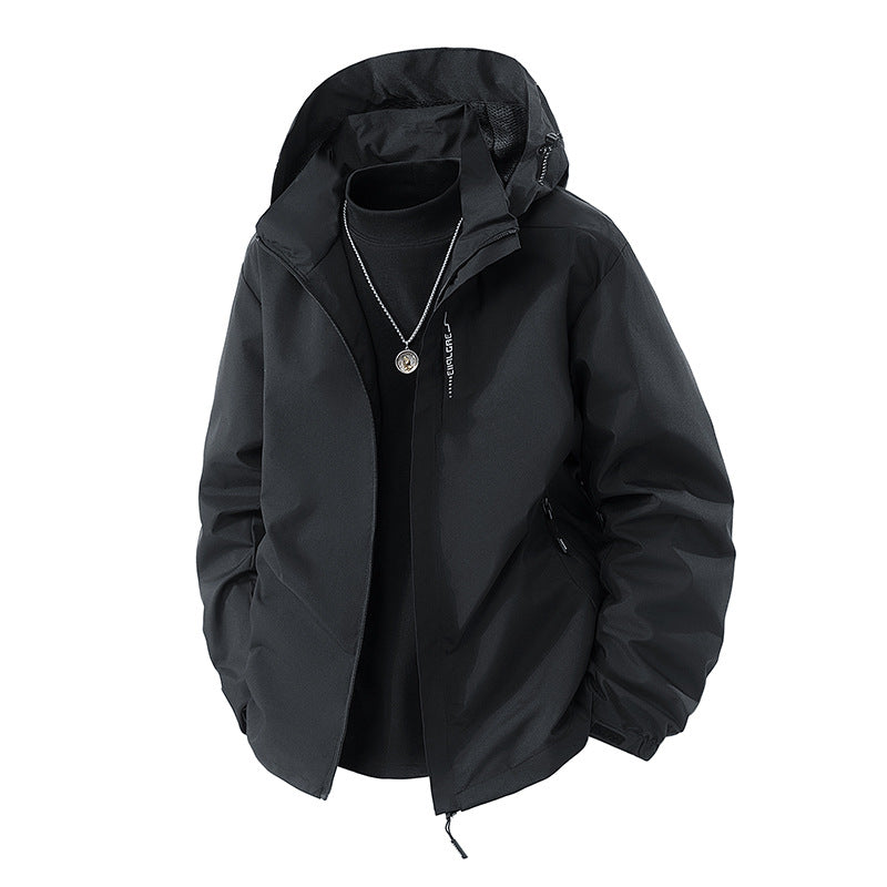 Herren nan leichte wetterfeste Softshelljacke mit verstellbarer Kapuze, winddichter Außenlage und atmungsaktivem Meshfutter EB