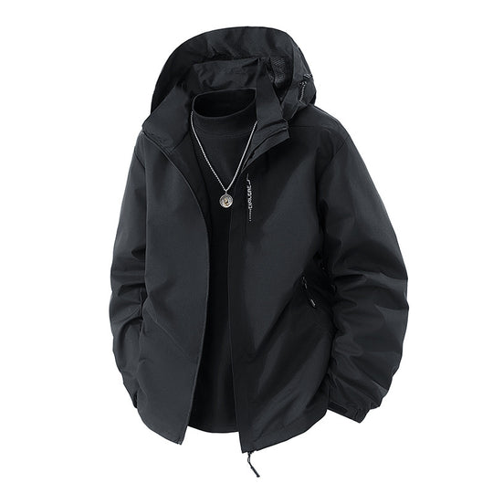 Herren nan leichte wetterfeste Softshelljacke mit verstellbarer Kapuze, winddichter Außenlage und atmungsaktivem Meshfutter EB