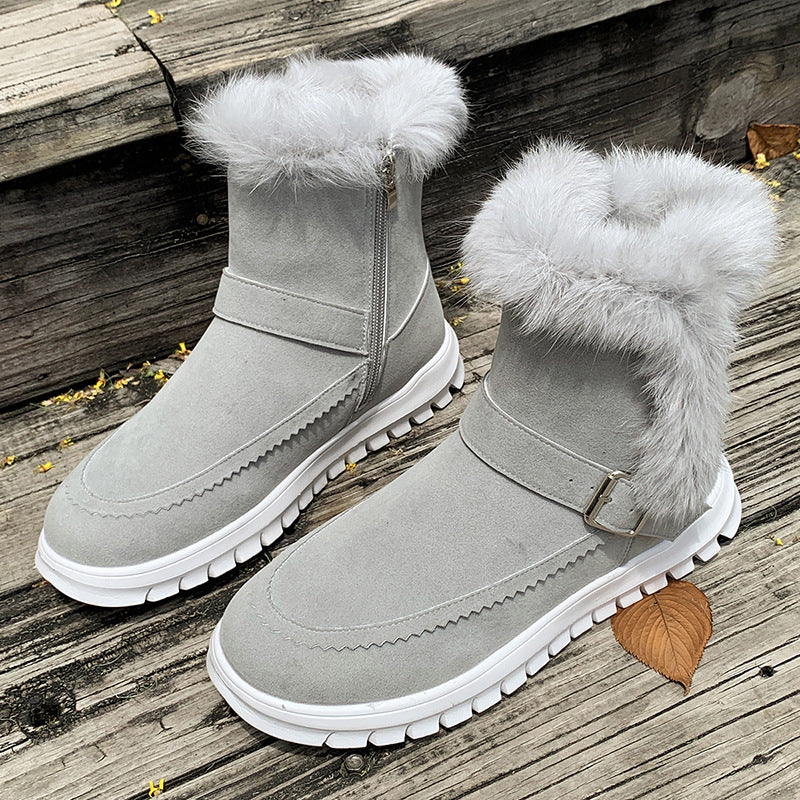 Damen Warmfutter-Stiefel mit modischem Fellbesatz EB