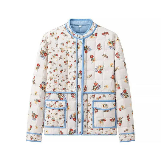 Damen Blumengestickte Steppjacke mit praktischen Taschen und modernem Schnitt EB