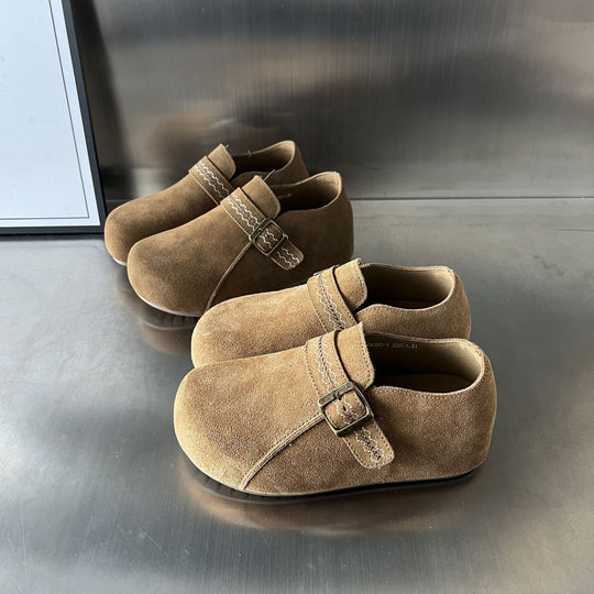 Damen Komfortable Wildleder-Clogs mit verstellbarem Riemen EB