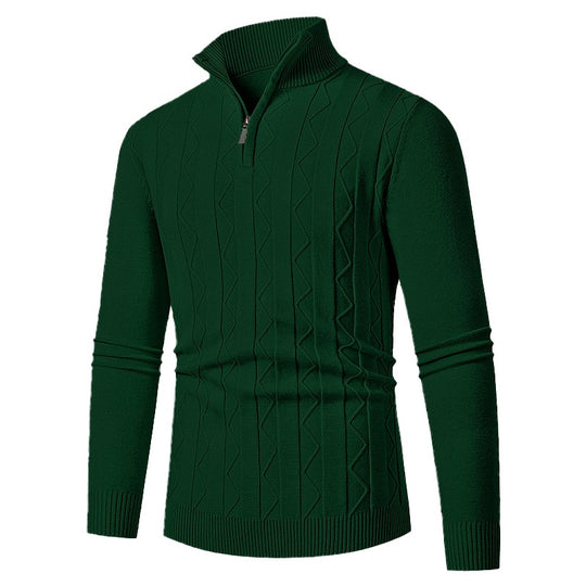 Herren Pullover mit modernem Stehkragen und strukturiertem Zopfmuster EB