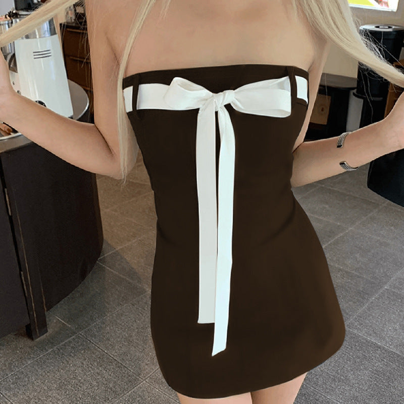 Damen Bandeau-Kleid mit dekorativem Schleifenelement und figurbetontem Schnitt EB