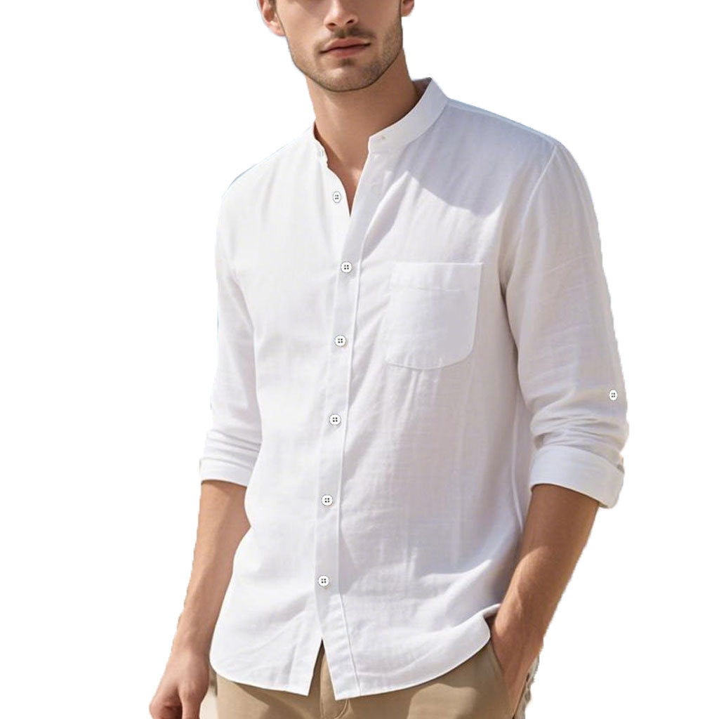 Herren Hemd im eleganten Henley-Stil mit strukturierter Baumwolle EB