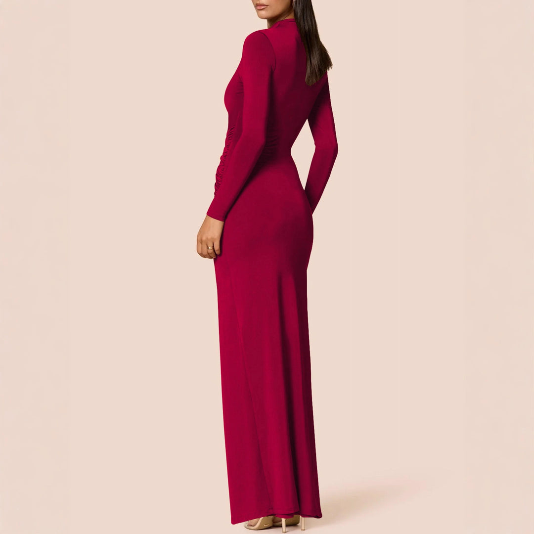 Damen Elegantes Maxikleid mit figurbetonendem Schnitt und hohem Schlitz EB