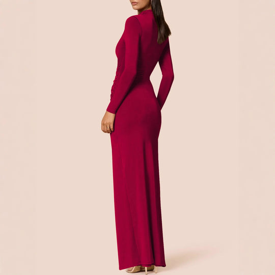 Damen Elegantes Maxikleid mit figurbetonendem Schnitt und hohem Schlitz EB
