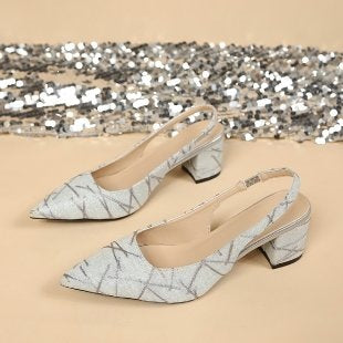 Damen Elegante Slingback-Pumps mit glitzerndem Design EB