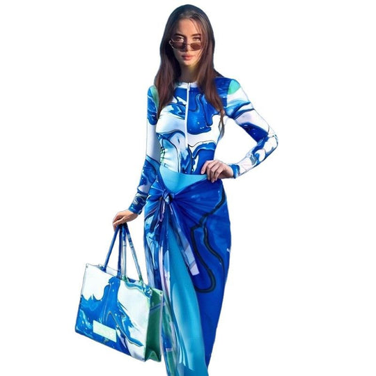 Damen langer Sportanzug mit Wickelrock EB