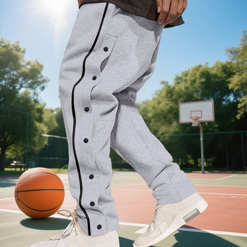 Herren Sportliche Jogginghose mit seitlichen Druckknöpfen und elastischem Bund EB