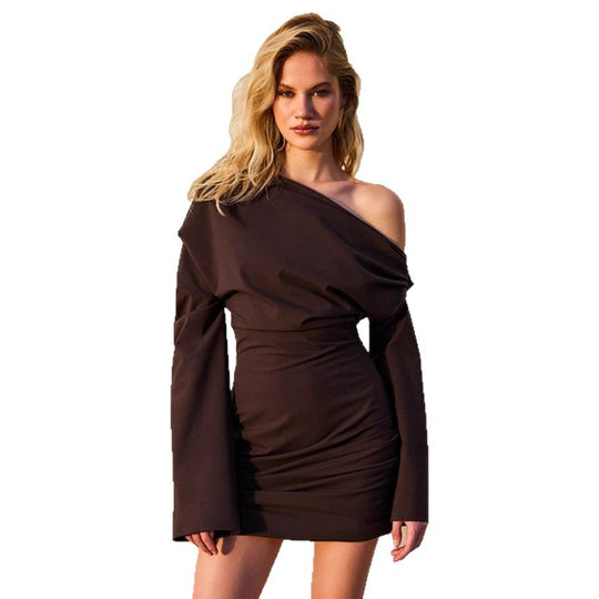 Damen Longsleeve Oberteil mit asymmetrischem Ausschnitt und raffiniertem Drapierungseffekt EB