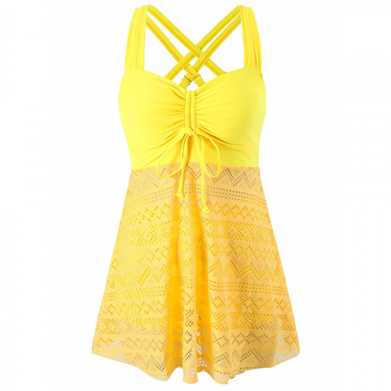 Damen Bade-Kleid mit eleganten Drapierungen und modischem Slip EB
