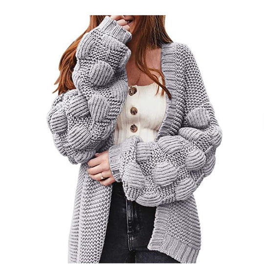 Damen Strickjacke mit voluminösen Ärmeln EB