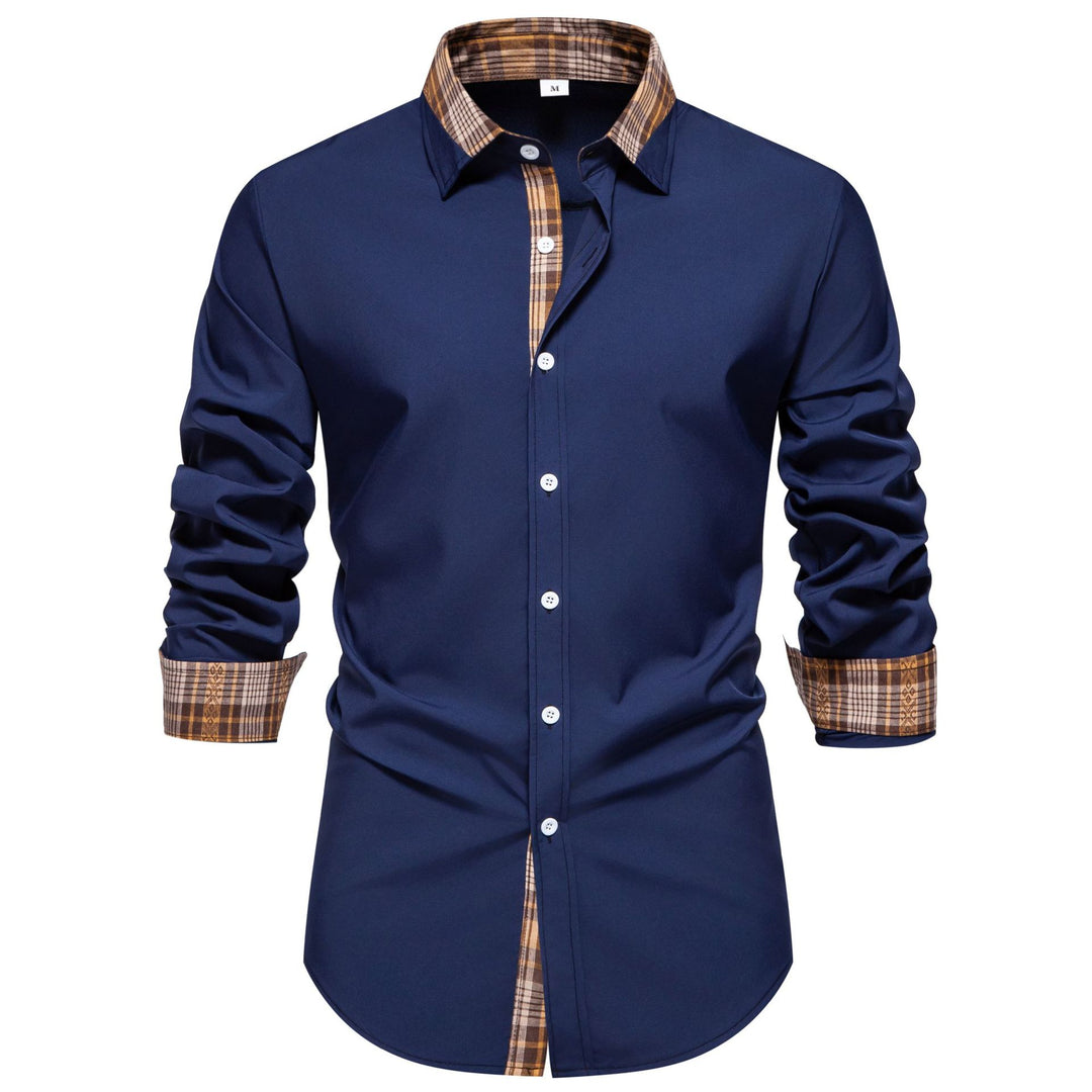 Herren Langarmhemd mit modernem Karo-Detail und bequemem Schnitt EB