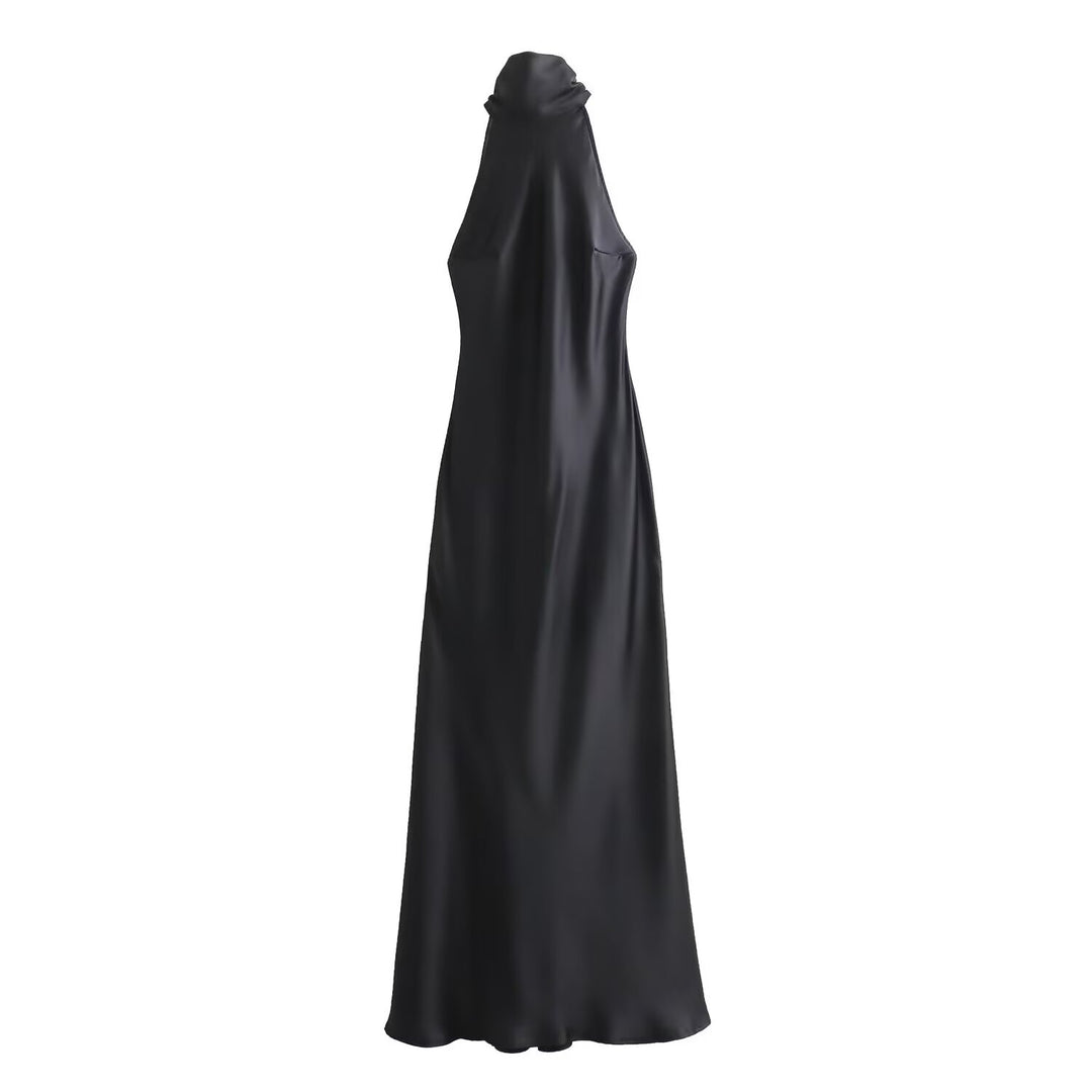 Damen Abendkleid mit hohem Kragen und fließendem Schnitt EB