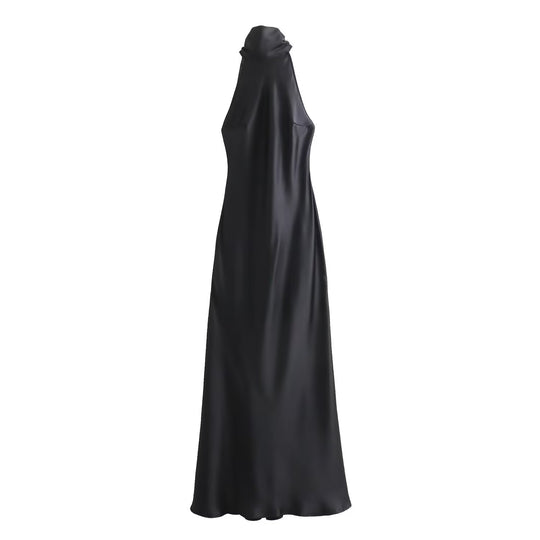 Damen Abendkleid mit hohem Kragen und fließendem Schnitt EB
