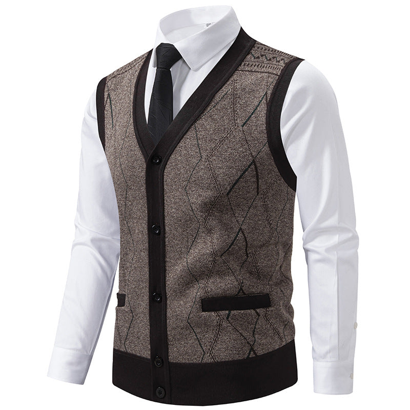 Herren modische Strickweste mit raffinierten Mustern und praktischen Taschen EB