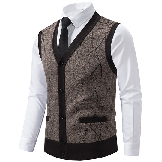 Herren modische Strickweste mit raffinierten Mustern und praktischen Taschen EB