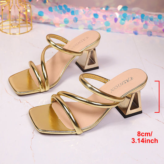 Damen Elegante Sling-Sandalen mit stilvollem geometrischem Absatz EB