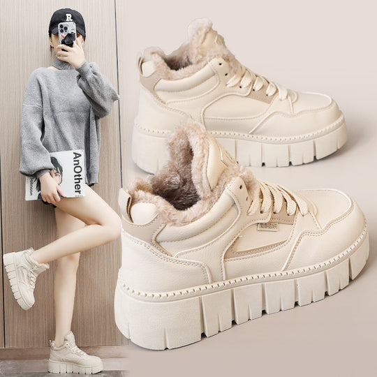 Damen modische High-Top Sneakers mit kuscheligem Innenfutter und sportlichem Design EB