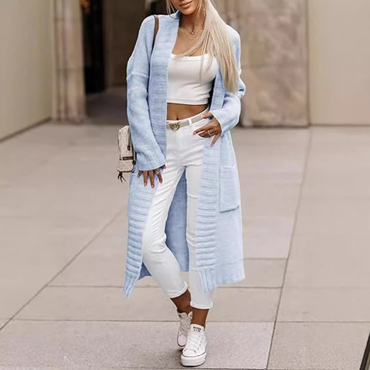 Damen Strickmantel mit lässigem Schnitt und tiefen Taschen EB