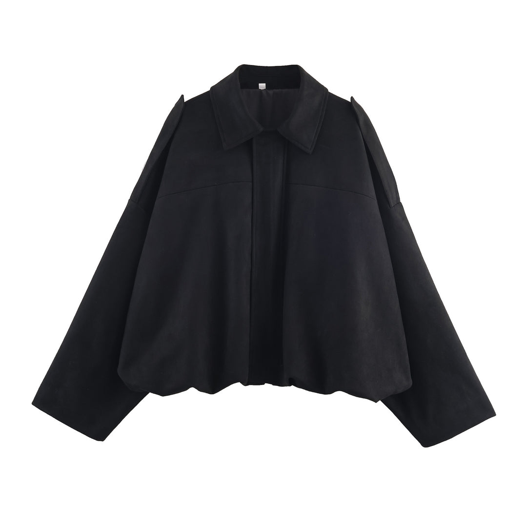 Damen lässige cropped Blousonjacke mit modernem Stehkragen und eleganten Schulterdetails EB