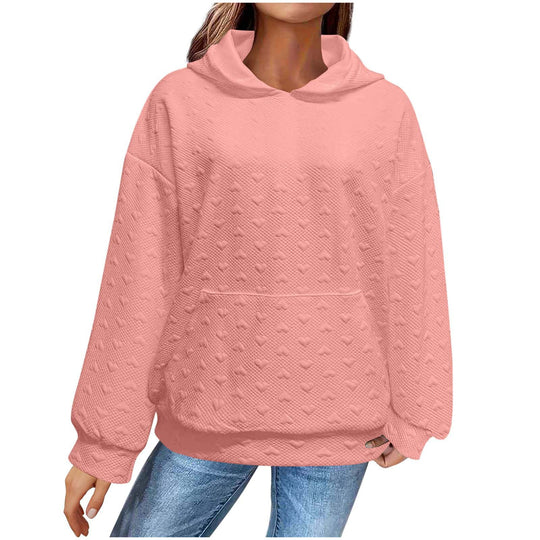 Damen Kapuzenpullover mit strukturiertem Herzmuster EB