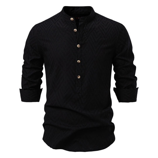 Herren Langarmshirt mit Stehkragen und modischem Muster EB