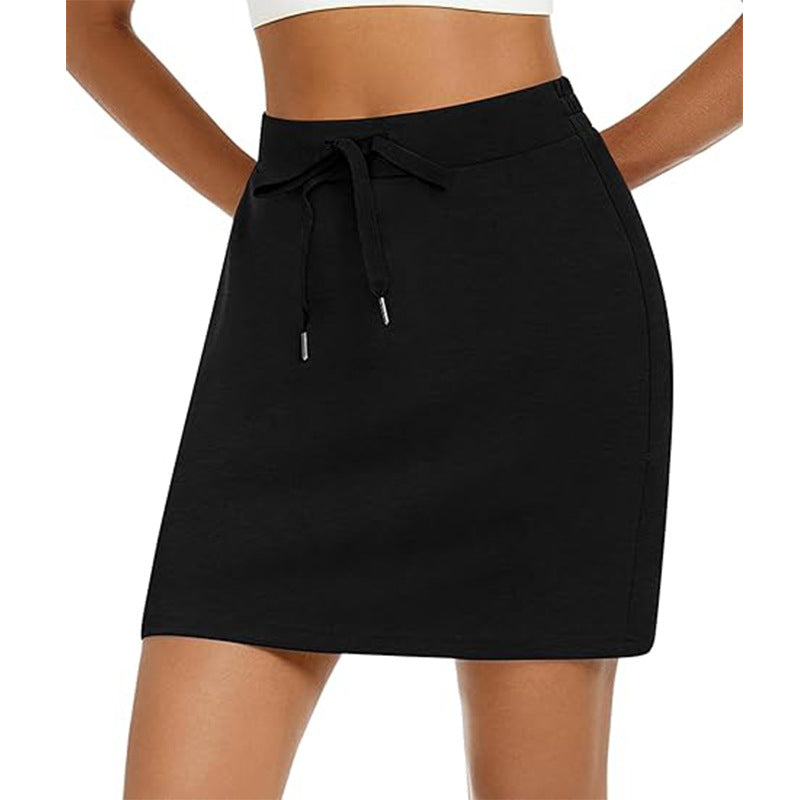 Damen Sportlicher Minirock mit Verstellbarem Kordelzug und Seitlichen Taschen EB