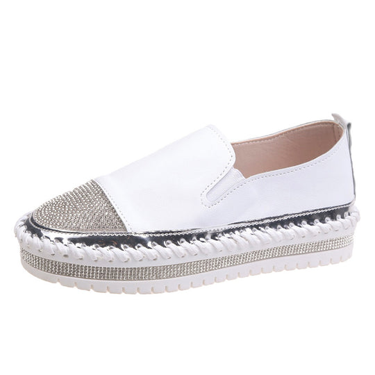 Damen Slip-On Plateau-Sneaker mit glitzerverzierter Zehenkappe und geflochtener Sohlendetails EB