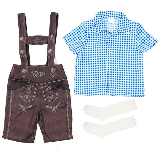 Herren nan kurze Trachtenlederhose mit verstellbaren Trägern und traditioneller Stickerei EB