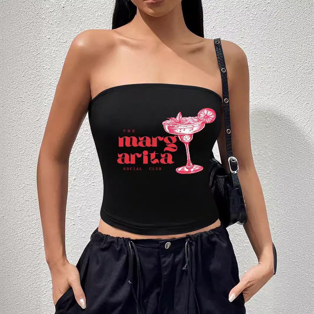 Damen Bandeau-Top mit auffälligem Statement-Aufdruck EB