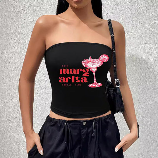 Damen Bandeau-Top mit auffälligem Statement-Aufdruck EB