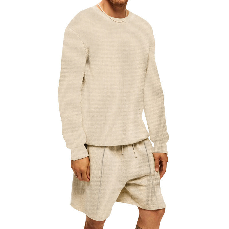 Herren lässiges Sweatshirt- und Shorts-Set mit strukturiertem Design EB