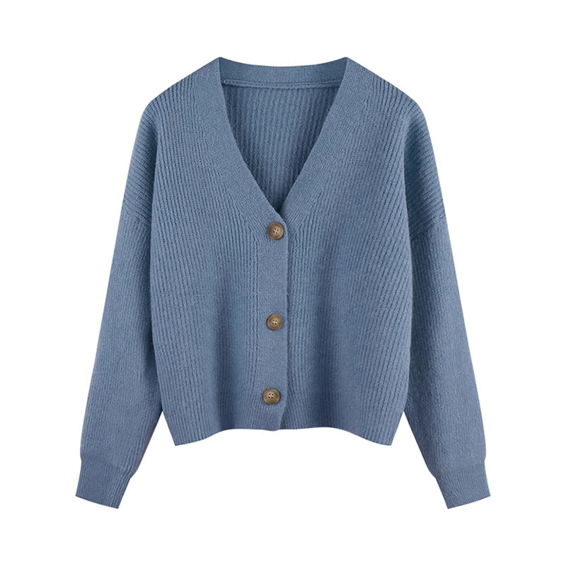 Damen Strickjacke mit V-Ausschnitt und hochwertigen Knopfdetails EB