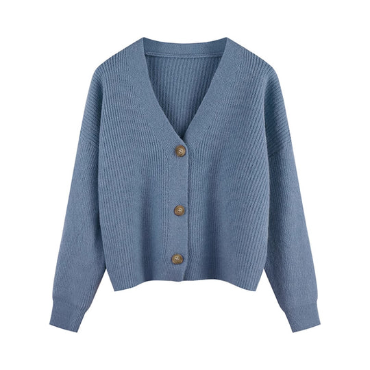 Damen Strickjacke mit V-Ausschnitt und hochwertigen Knopfdetails EB
