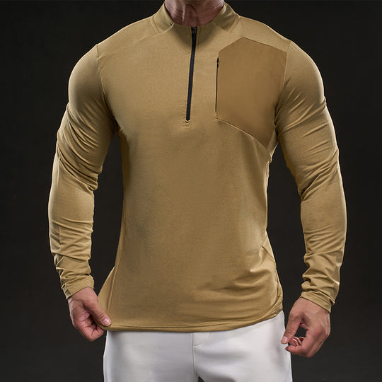 Herren Atmungsaktives Funktions-Langarmshirt mit kurzem Reißverschluss und Slim‑Fit EB