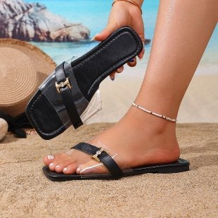Damen Elegante Flip-Flops mit funkelndem Dekorelement EB