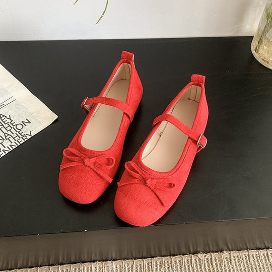 Damen elegante Ballerinas mit modischem Riemen und Schleifenakzent EB