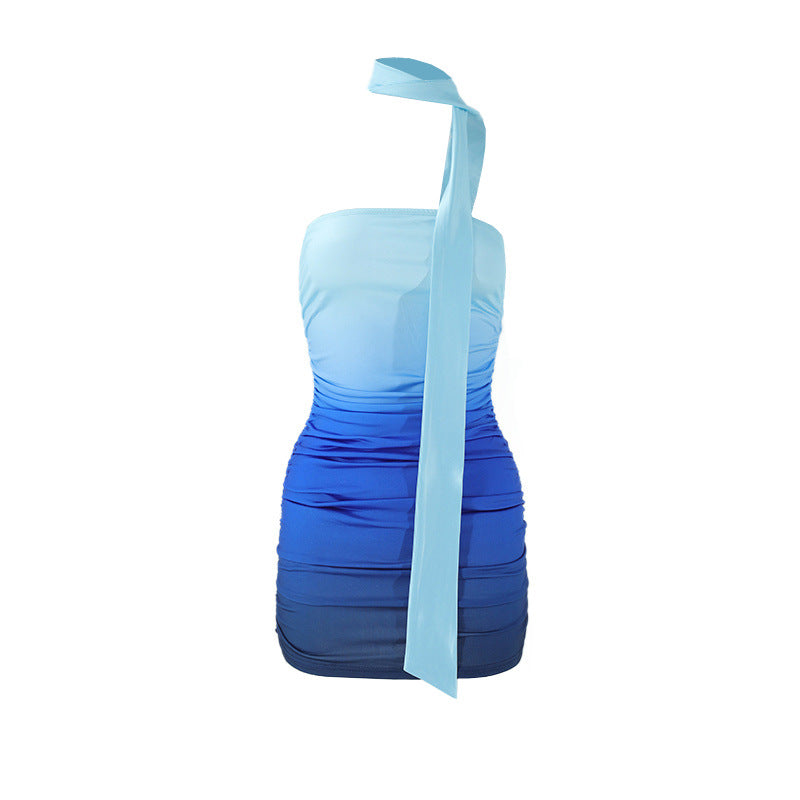 Damen figurbetontes Abendkleid mit schulterfreiem Design und seitlichem Gefransten EB