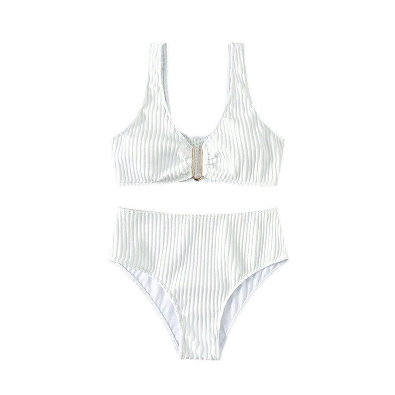 Damen Hochgeschnittener Bikini mit einzigartiger Rippstruktur EB