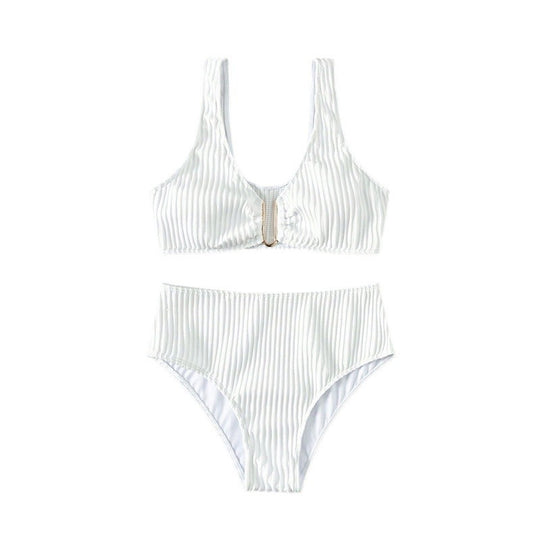 Damen Hochgeschnittener Bikini mit einzigartiger Rippstruktur EB