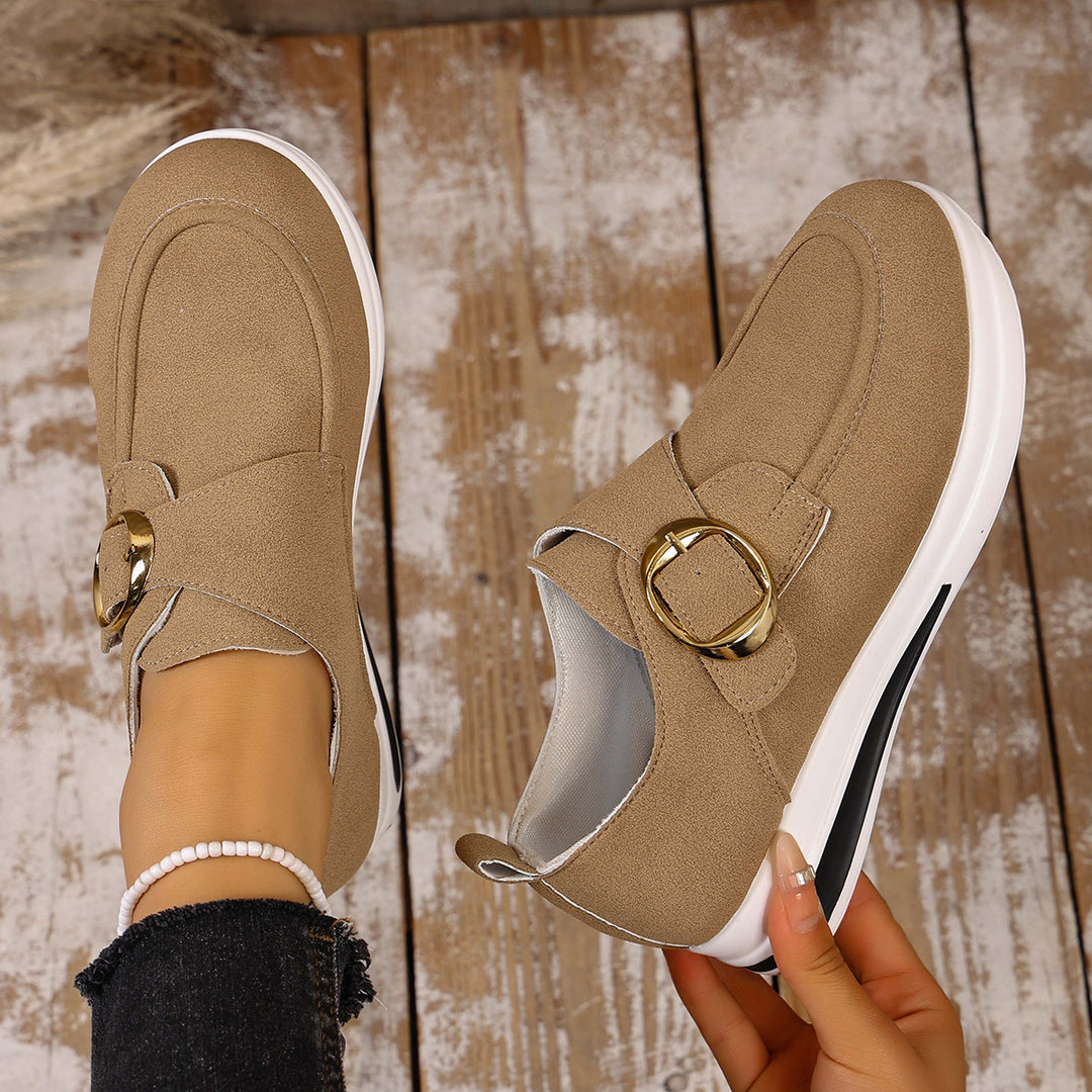 Damen bequeme Slipper mit modischem Schnallen-Detail EB