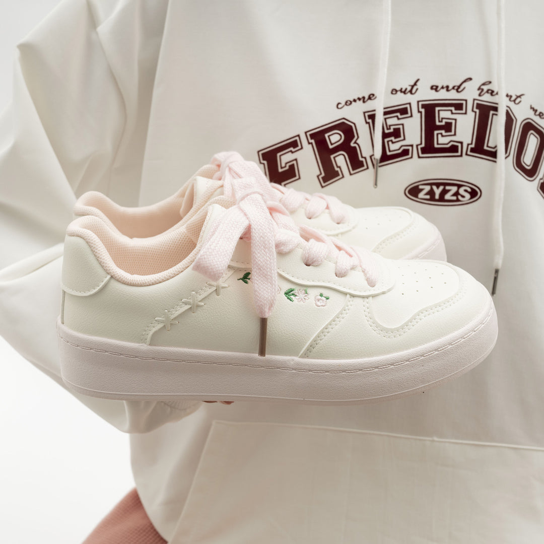 Damen Sneakers mit floralem Stickmuster und bequemer Dämpfung EB