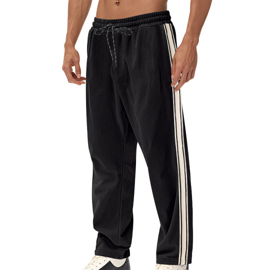 Herren Entspannte Cordoptik-Trackpants mit Seitenstreifen, Gummibund & Kordelzug EB