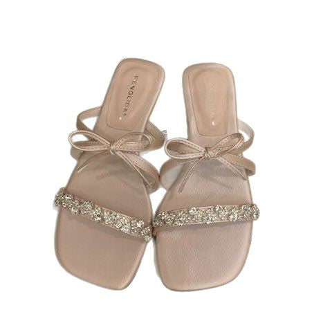 Damen elegante Sandalen mit funkelndem Schmuckdetail EB