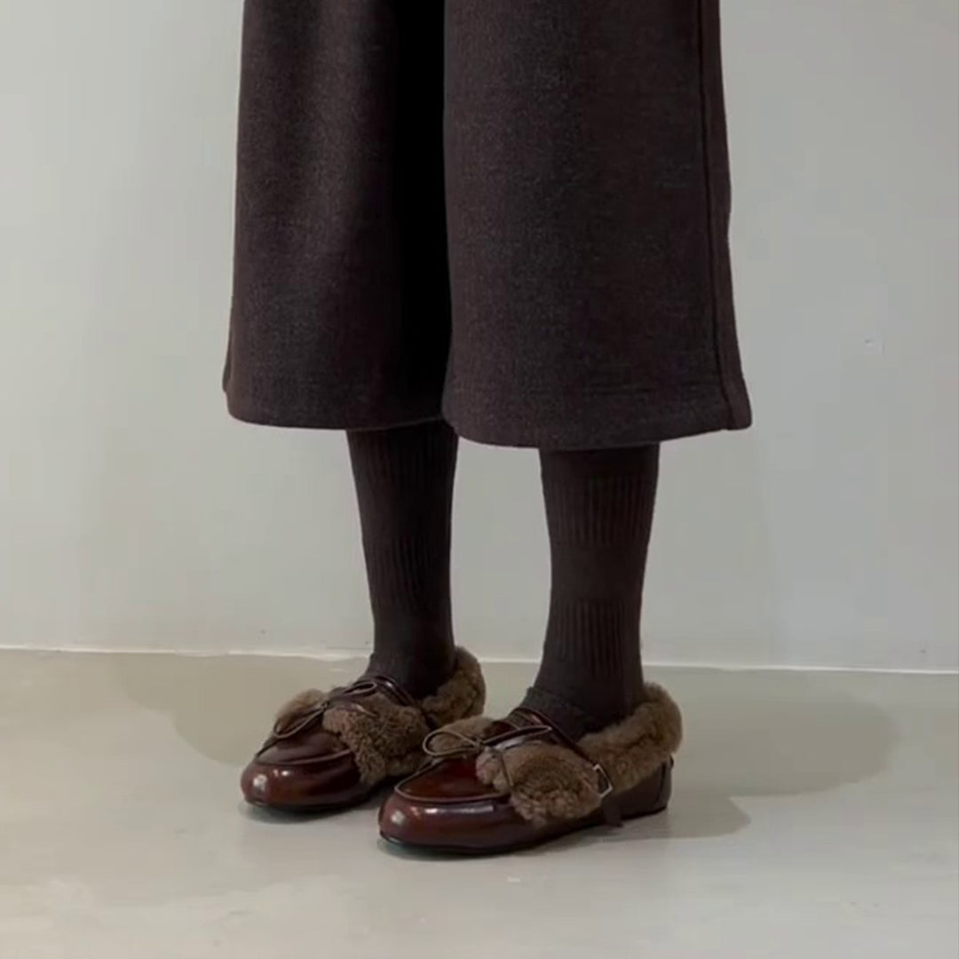 Damen Komfortable Hausschuhe mit weichem Fleece-Futter und modischem Doppelriemen EB