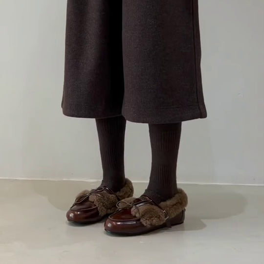 Damen Komfortable Hausschuhe mit weichem Fleece-Futter und modischem Doppelriemen EB